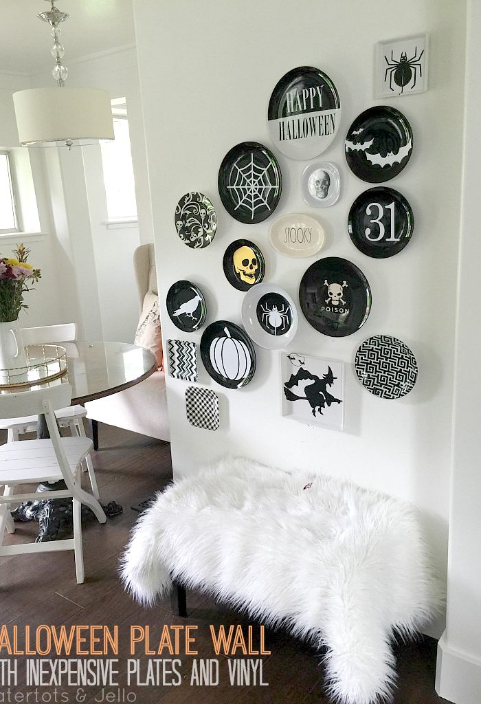Make a Halloween Plate Wall with Inexpensive Plates and Vinyl  – plus Free Cuttable Files!
