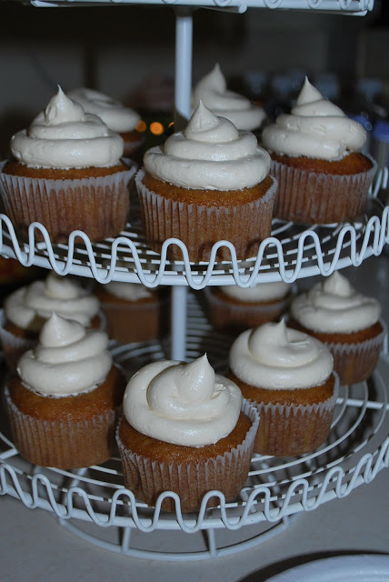 pumpkin cupcakes with salted buttercream frosting