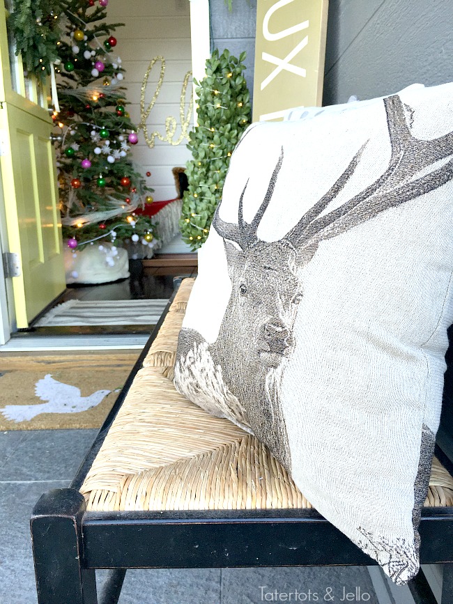 christmas green and white porch