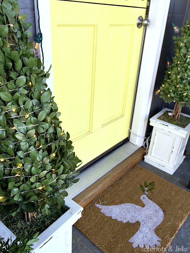 green and white holiday porch 