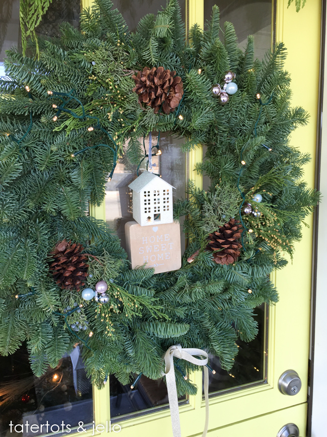 Easy and festive Christmas porch and entryway