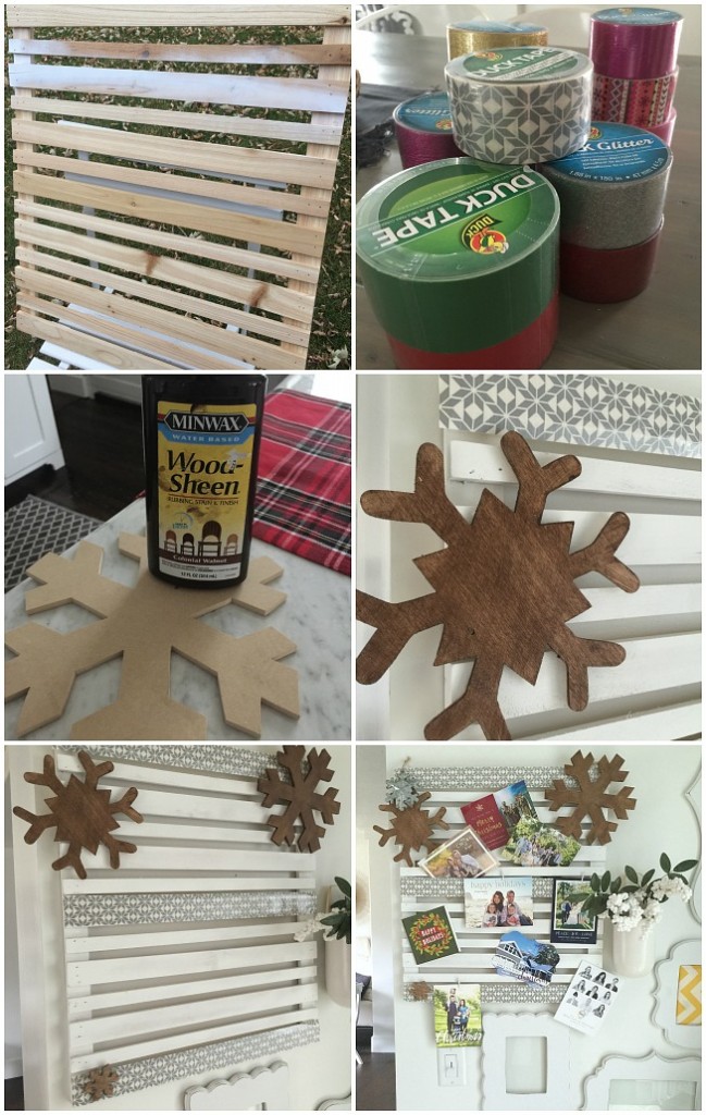 How to make a snowflake pallet holiday card display 