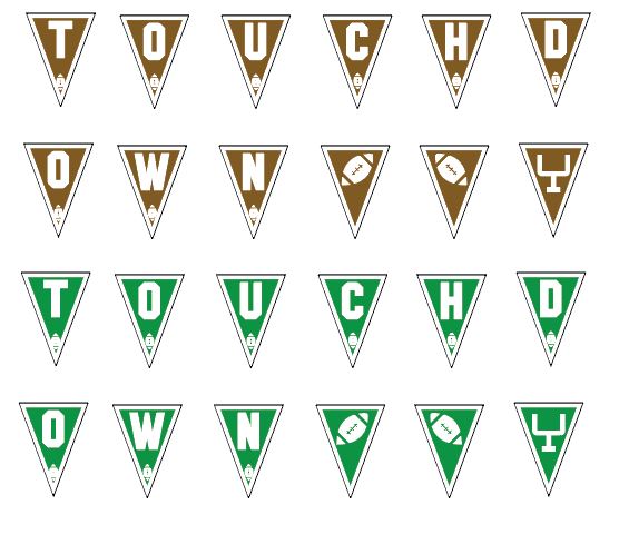 Printable Football Pennant Picks, Football Tailgate Toppers