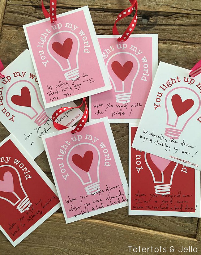 You Light Up My World free Valentines printables 