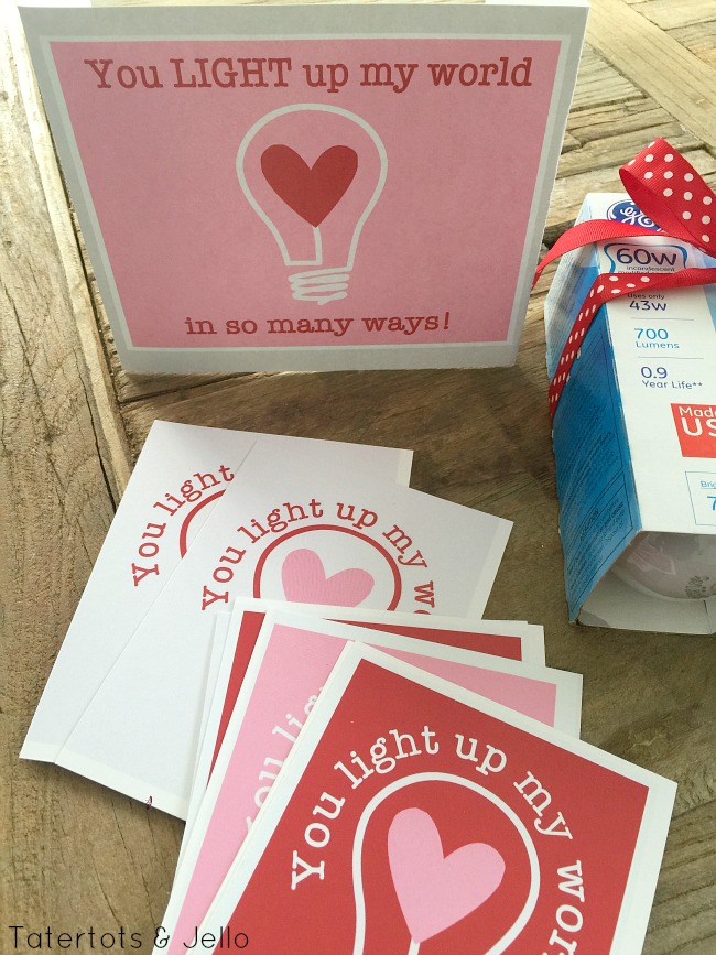 You Light Up My World Printable Valentines 