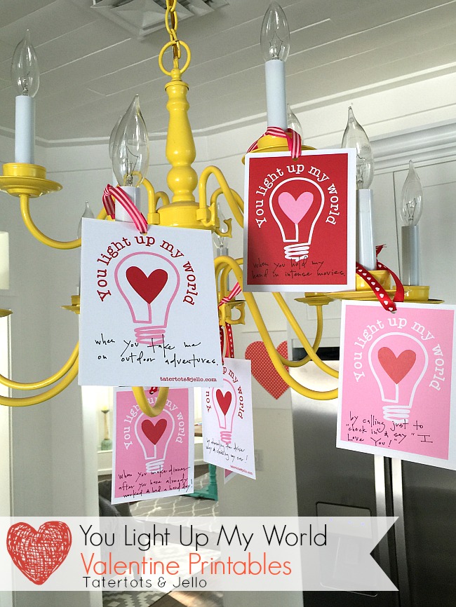 You Light Up My World Valentine Printables 