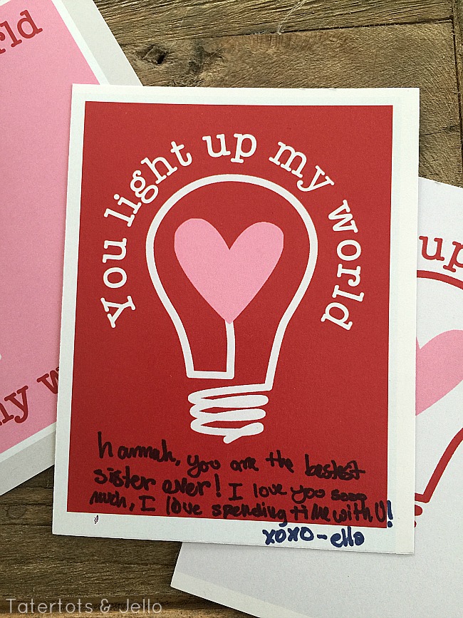 You Light Up My World Free Printable Valentines 