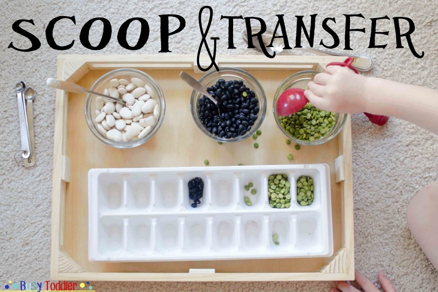 Scoop and transfer toddler quiet time activity 