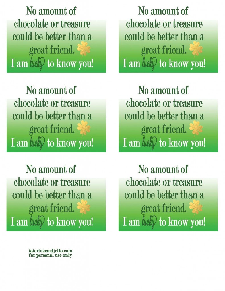 Printable St Patrick's Day Gift Tags, Friends are a Treasure Tag