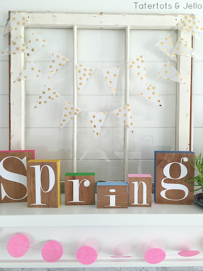 Spring Colorful Block Mantel 