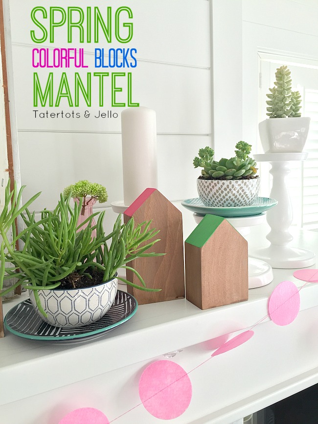 spring colorful blocks mantel 