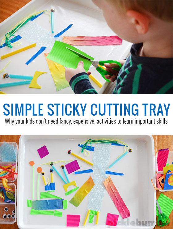 sticky-tray toddler quiet time idea