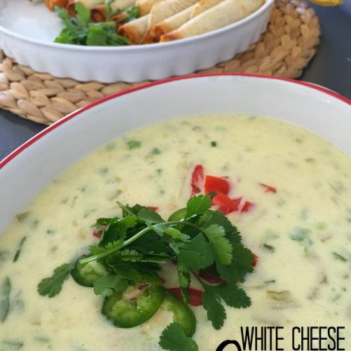 white cheese queso and tacquitos