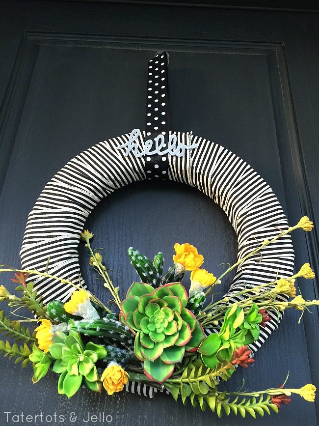 how to make a summer striped succulent wreath 