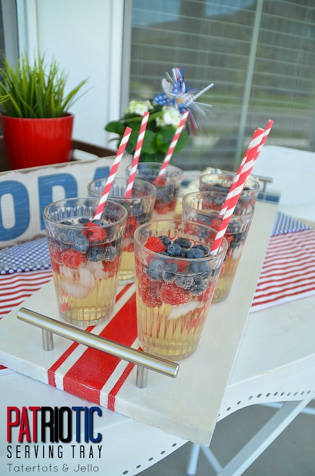 Patriotic serving tray from a piece of wood. 