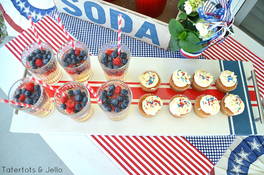 Striped Patriotic Wood Tray 