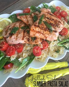 Grilled Salmon Summer Veggie Pasta Salad
