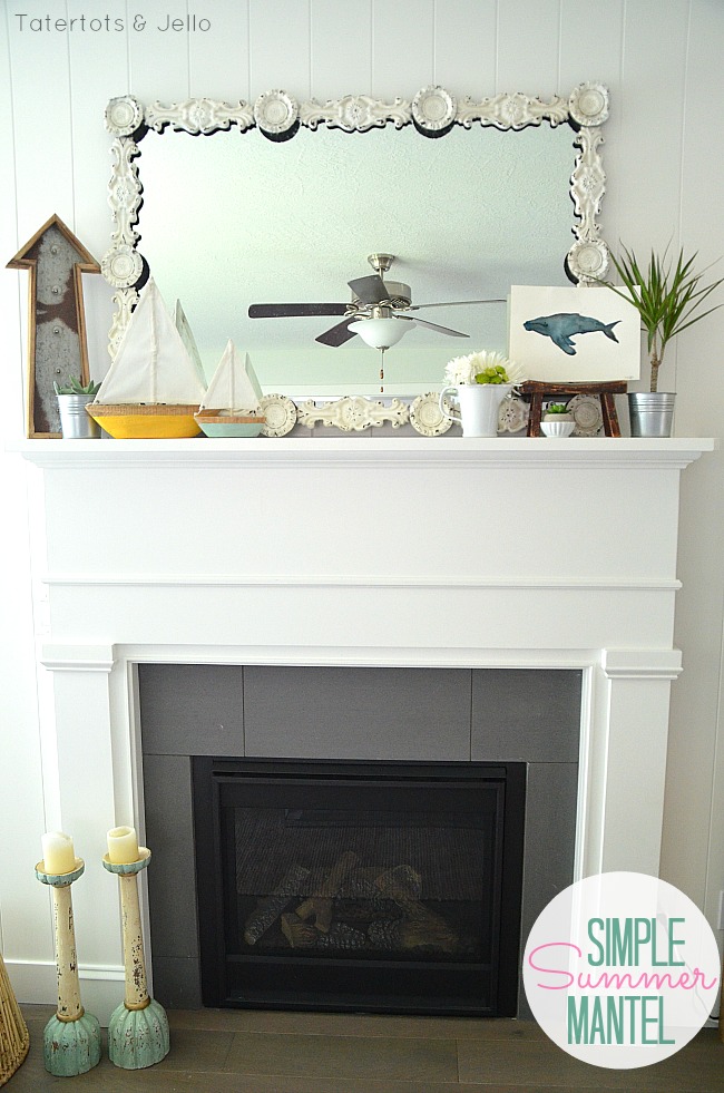 simple summer mantel using found items 