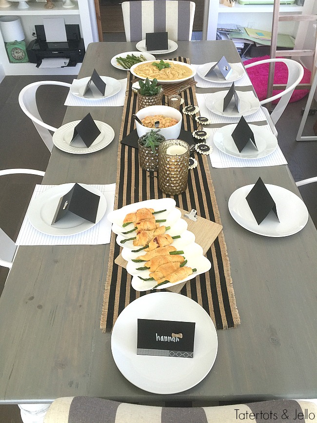 black and white back to school dinner party ideas 
