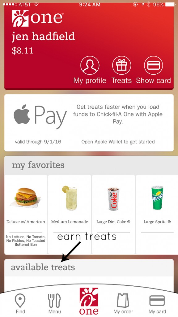 chick fil a one app earn free food 