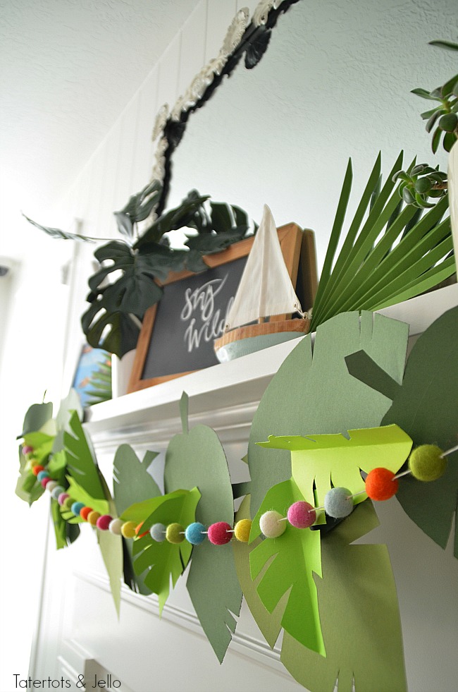 paper jungle party garland and free leaf templates