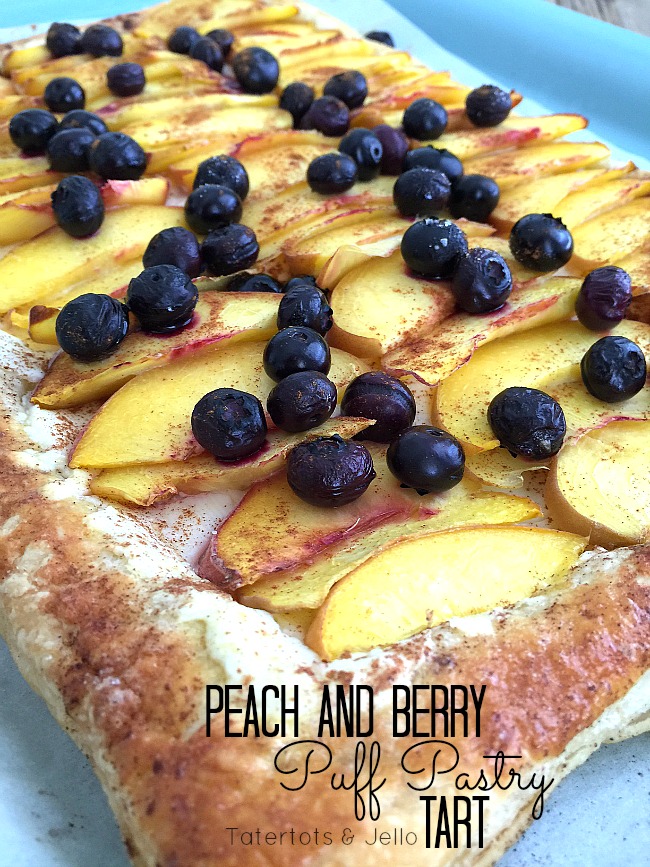 peach and berry puff pastry dessert 