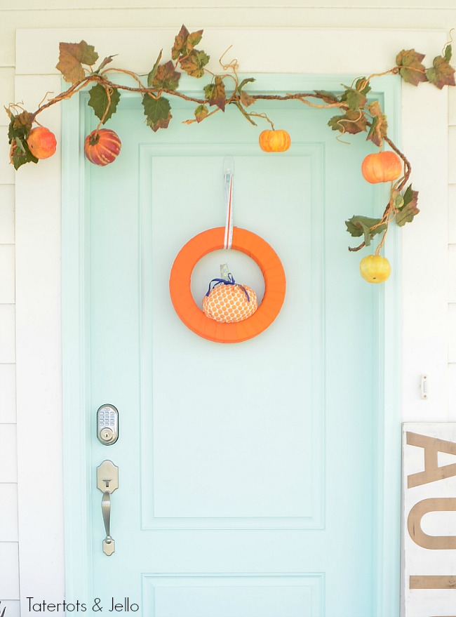 colorful wreath for a fall porch 