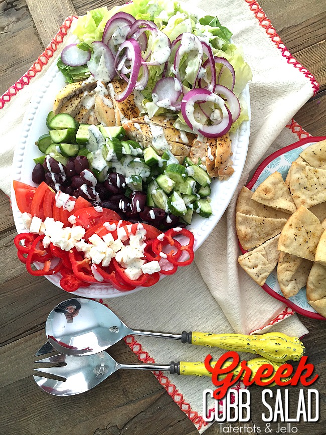 greek cobb salad with zesty chicken