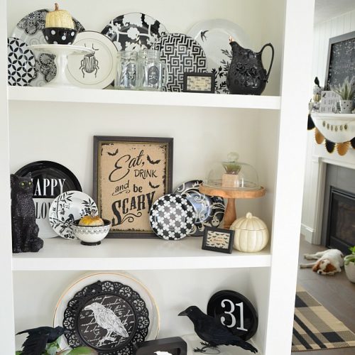 Halloween The Raven Nevermore printable and decor. Create a plate wall or display and print out this Nevermore printable for a spooky vignette!