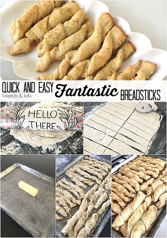 Quick and Easy Fantastic Breadsticks!! These are seriously the easiest breadsticks to make. They take about half an hour to make, so they are perfect to pop in the oven as I make dinner. They cook while I make the main dish. And they smell and taste FANTASTIC.