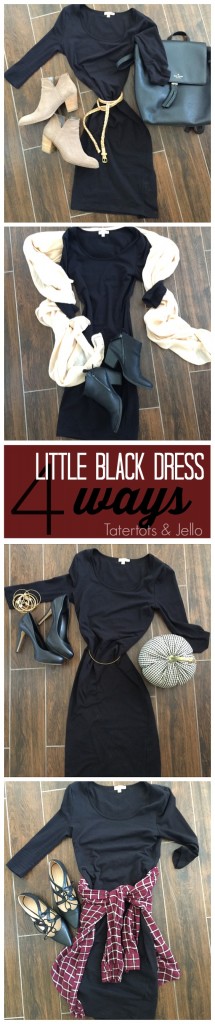 4 different ways to wear The perfect little black dress. Dress it up or down.