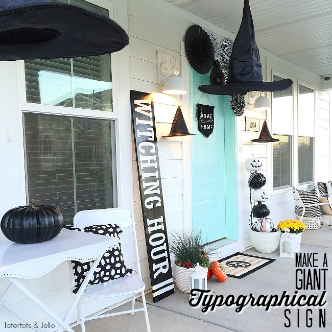 Make a giant halloween typographical sign. Use an inexpensive board and turn it into a halloween centerpiece for your home!