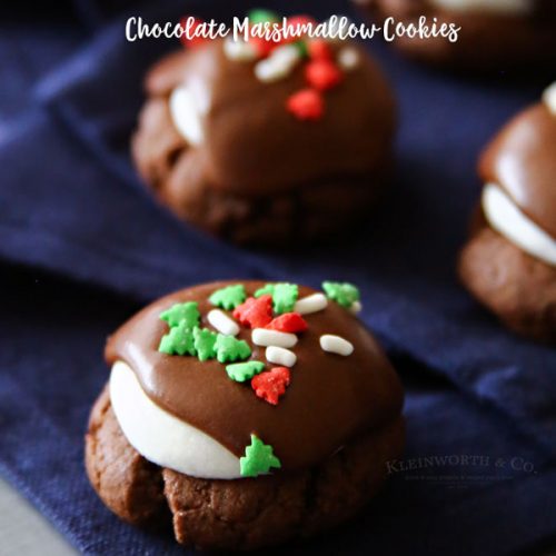 Chocolate Marshmallow Cookies. Perfect for cookie exchanges. No chill time required!!