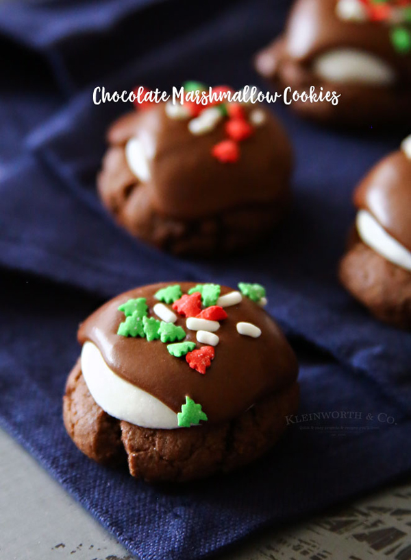 Chocolate Marshmallow Cookies. Perfect for cookie exchanges. No chill time required!! 