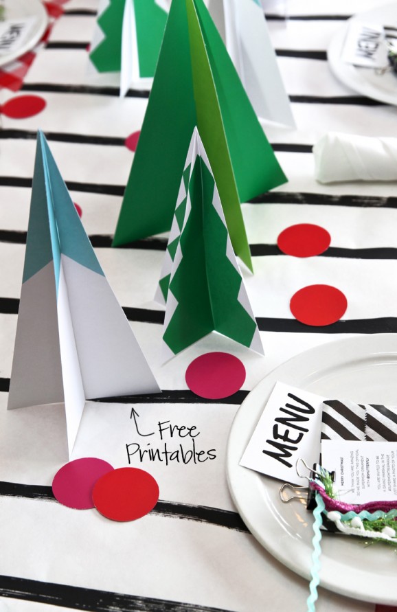 Free Printable Mod Christmas Tree Centerpieces 