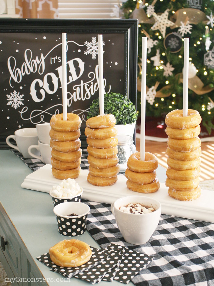 DIY Donut Stacker Party Idea. Make this wood donut stacker for your next party. It's a cute way to hold donuts!