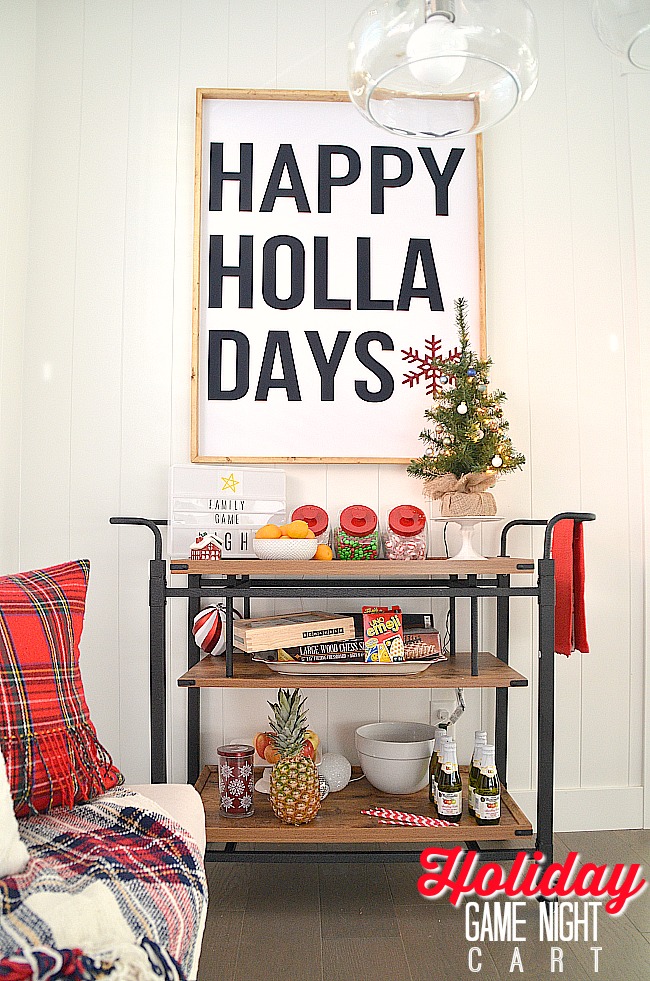 Holiday Family Game Night Party Ideas using a Bar Cart