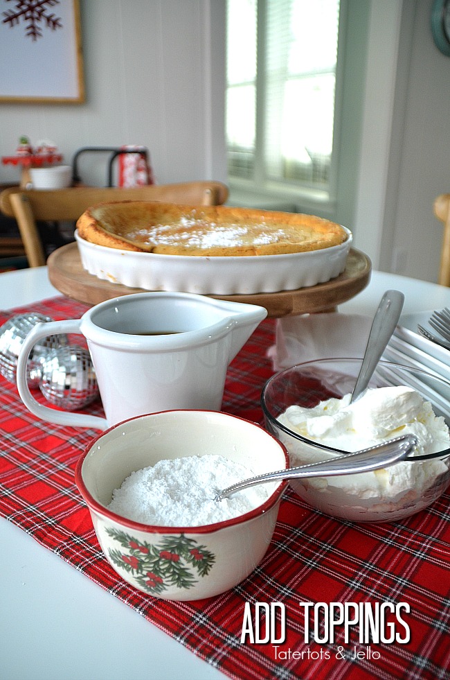 Giant Holiday Gingerbread Dutch Baby. How to make a giant fluffy gingerbread dutch baby pancake for christmas morning. Your family will love it and it's easy to make! 