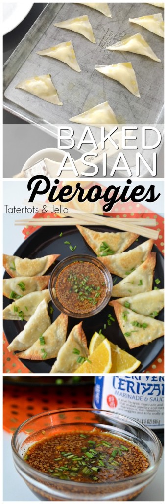 Baked Asian Pierogies with Orange Teriyaki Dipping Sauce. Take traditional pierogies and give them an asian twist with these easy asian appetizers. Perfect for the holidays!