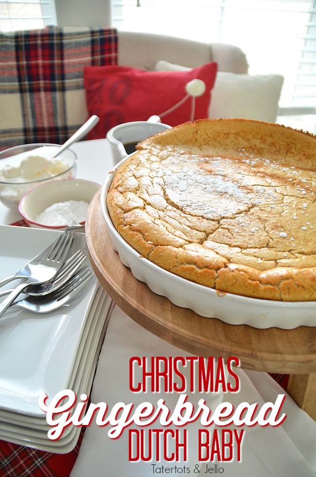 Giant Holiday Gingerbread Dutch Baby. How to make a giant fluffy gingerbread dutch baby pancake for christmas morning. Your family will love it and it's easy to make!