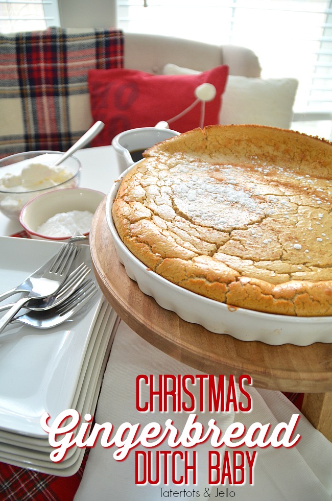 Giant Holiday Gingerbread Dutch Baby. How to make a giant fluffy gingerbread dutch baby pancake for christmas morning. Your family will love it and it's easy to make! 