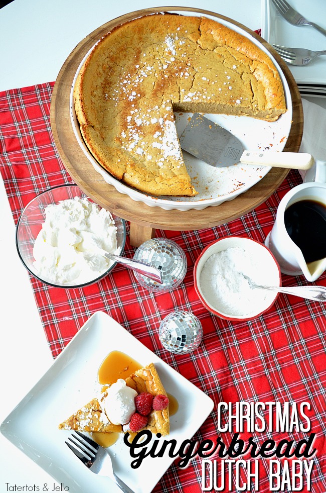 Giant Holiday Gingerbread Dutch Baby. How to make a giant fluffy gingerbread dutch baby pancake for christmas morning. Your family will love it and it's easy to make! 