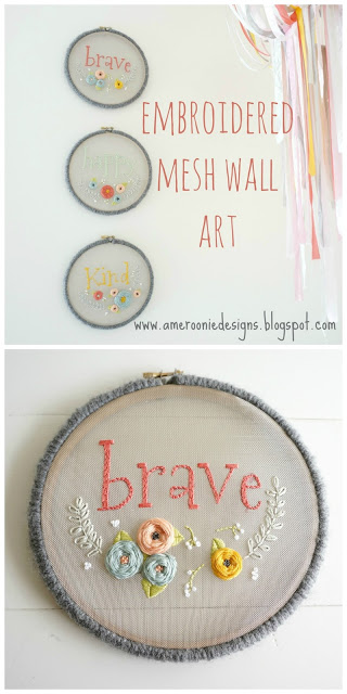 Embroidered mesh wall art 