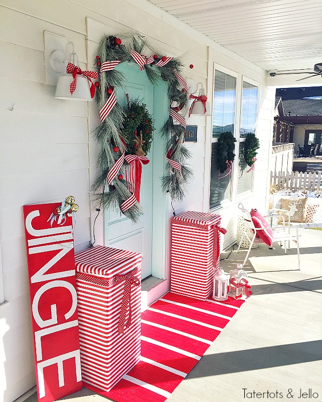 North Pole Porch. Red and white