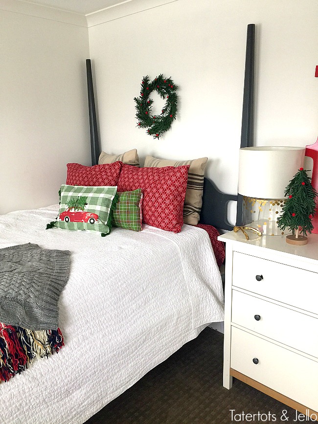 Tatertots and Jello Christmas Home Tour. Simple ways to decorate for the holidays. Red and white North Pole theme. 