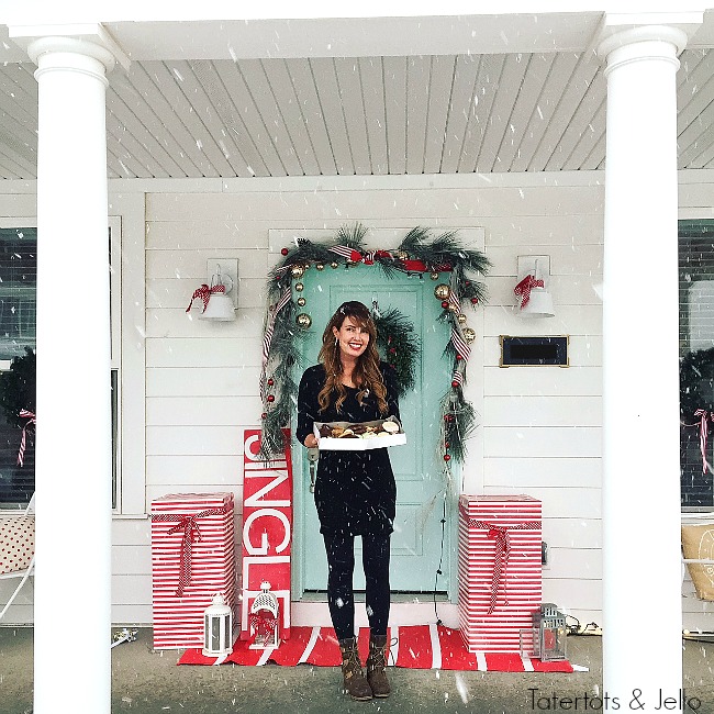 Tatertots and Jello Christmas Home Tour. Simple ways to decorate for the holidays. Red and white North Pole theme.