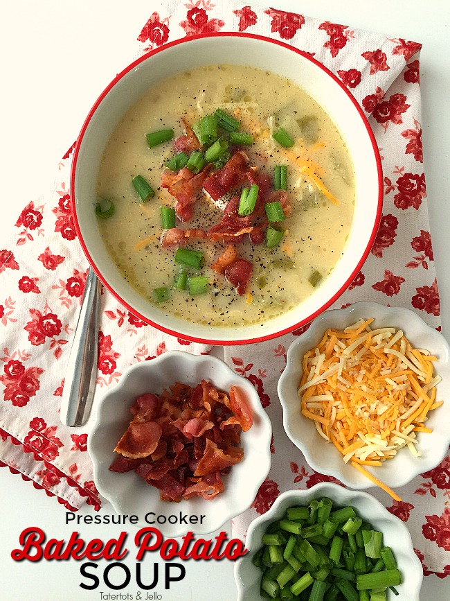 Pressure Cooker Loaded Baked Potato Soup. This comforting potato soup will satisfy everyone in your family. Use your pressure cooker and you can make it in under one hour!