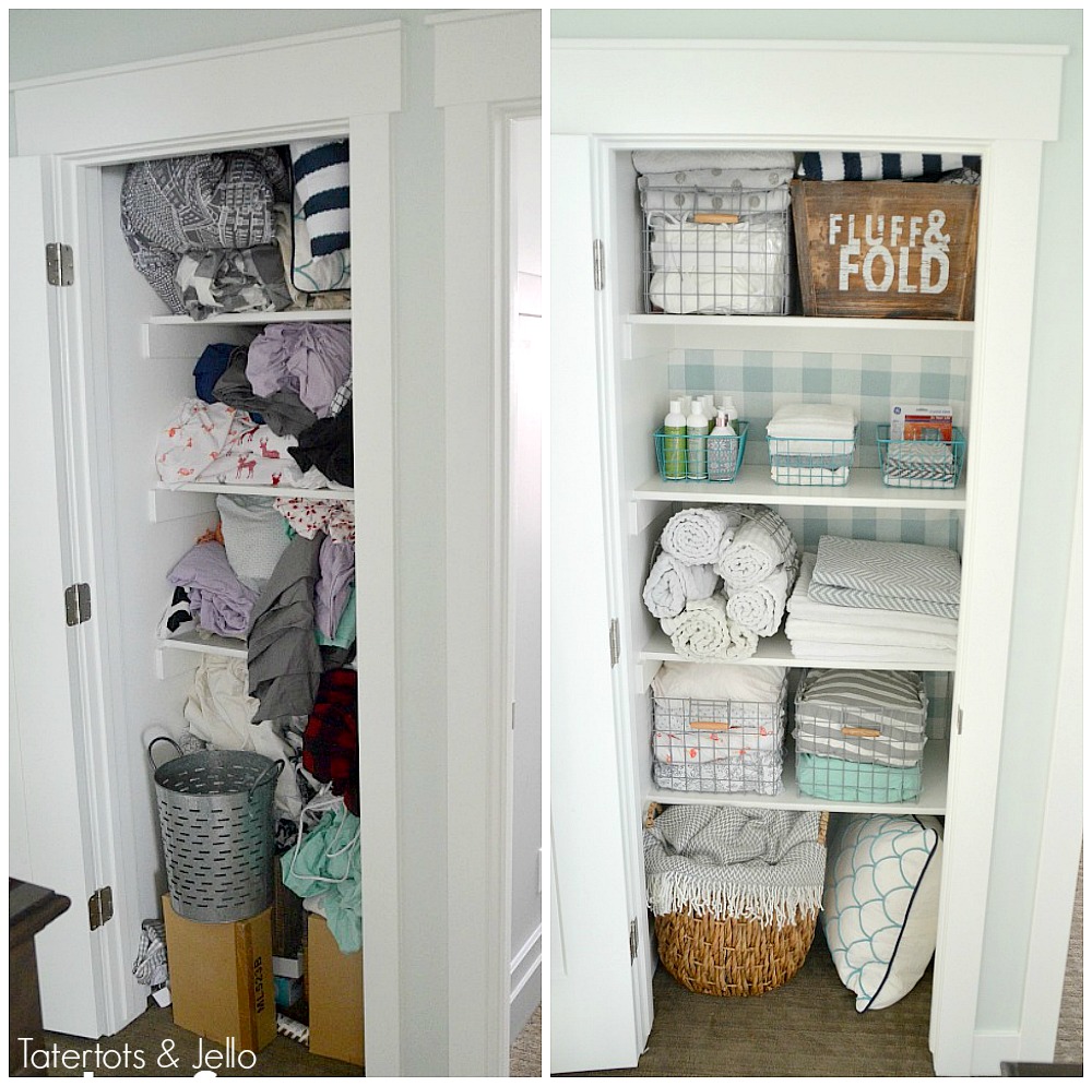Closet Makeover with Fabric. Create "faux" wallpaper for the fraction of the price iwth panels that can be changed out. All the no-sew details.