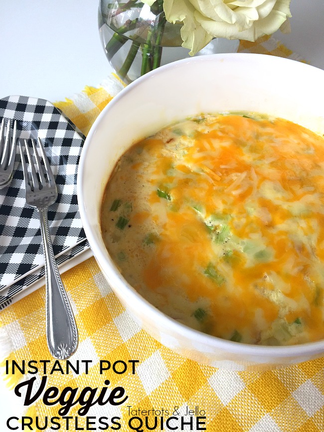 Instant Pot Crustless Veggie Quiche is a wonderful breakfast casserole or dinner idea that you can make in minutes in your pressure cooker. Grab the recipe for your family! 