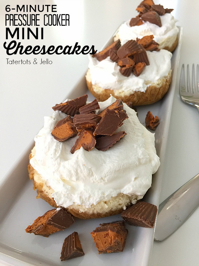 Pressure Cooker Mini Cheesecakes take only SIX minutes to cook and the mini size makes them perfect for individual servings. Wow your guests with these adorable cheesecakes!